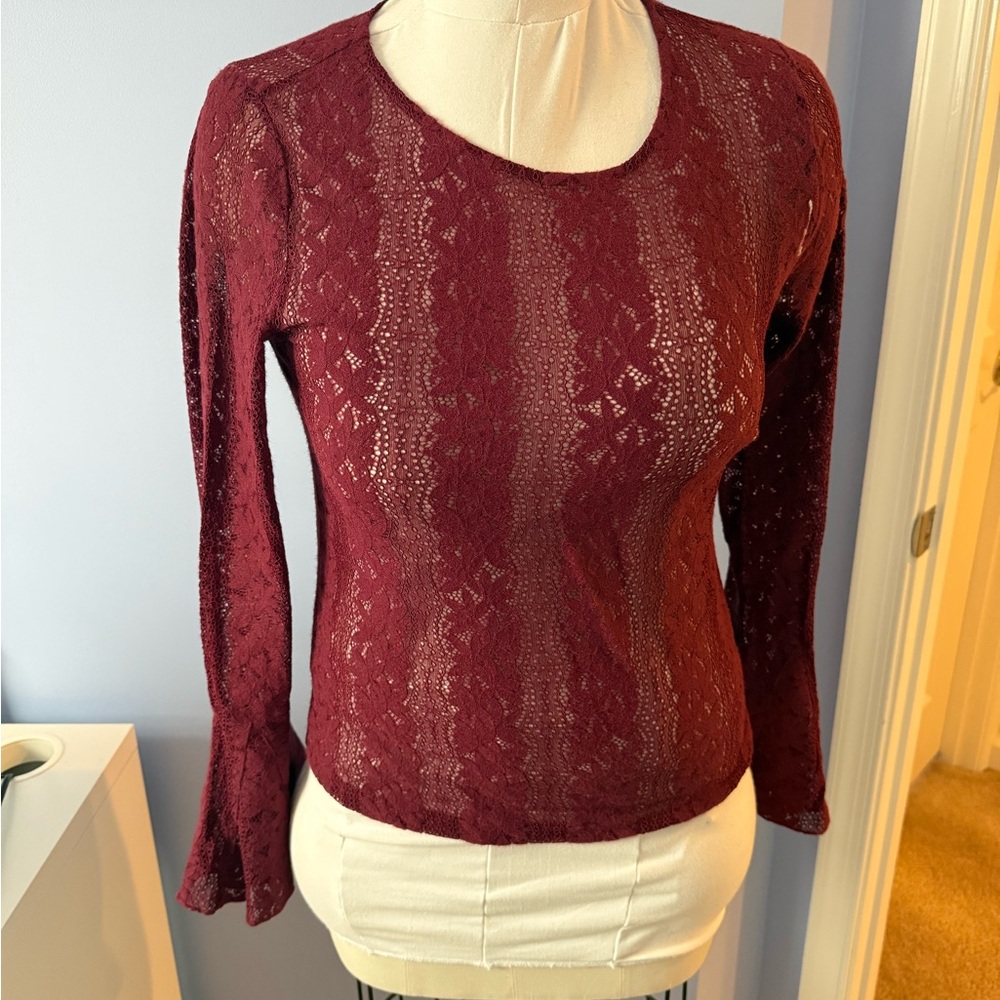 LOFT Maroon Lace Blouse